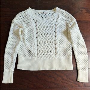 Rebecca Taylor Cream Cable Knit Sweater